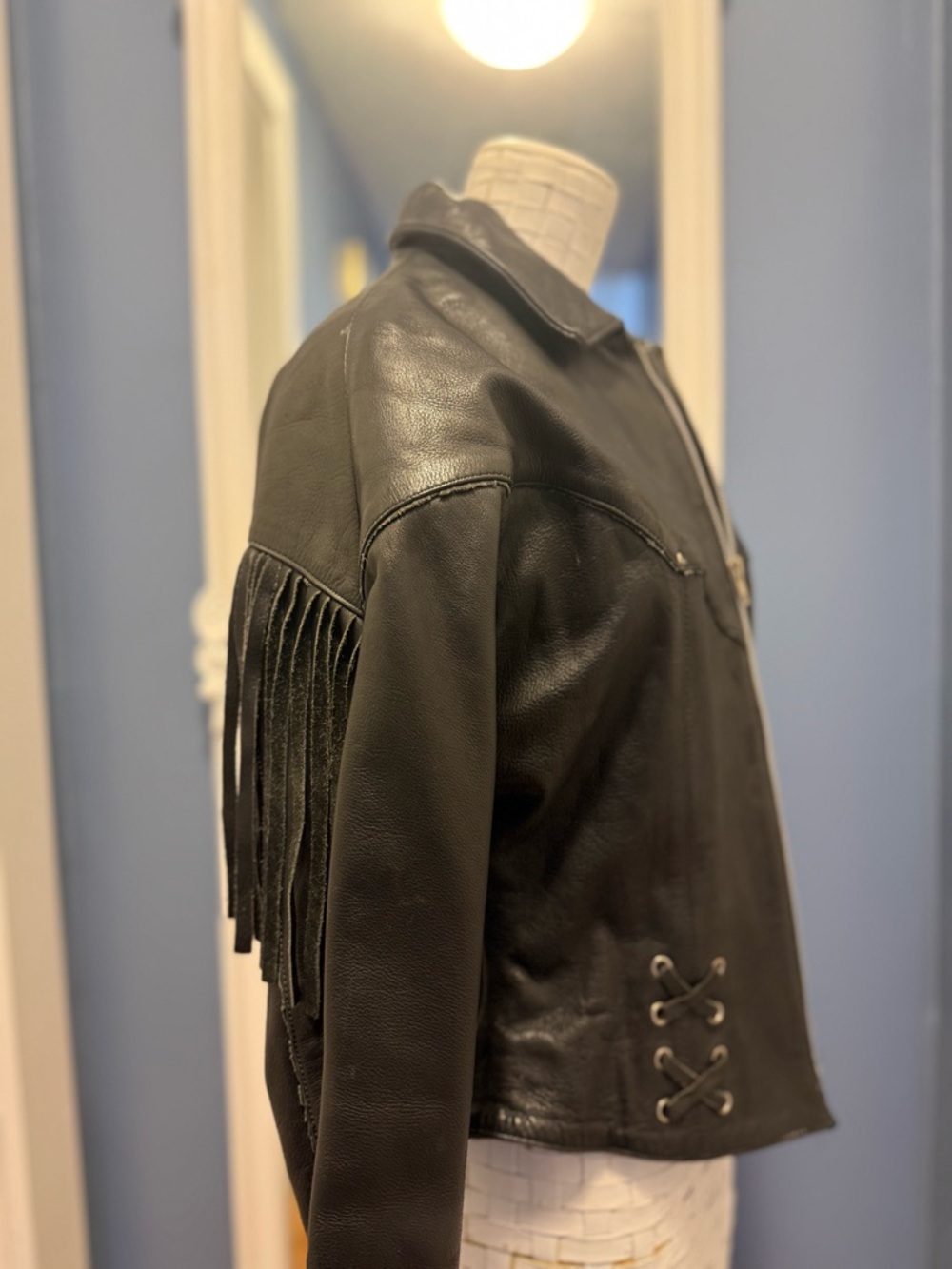 Vintage Pelle Cuir Western Fringe Leather Jacket - Deconstructed Gothic Moto - Picture 7 of 16
